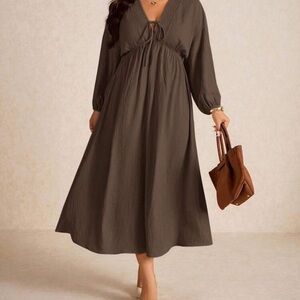 Elegant Brown Maxi Dress